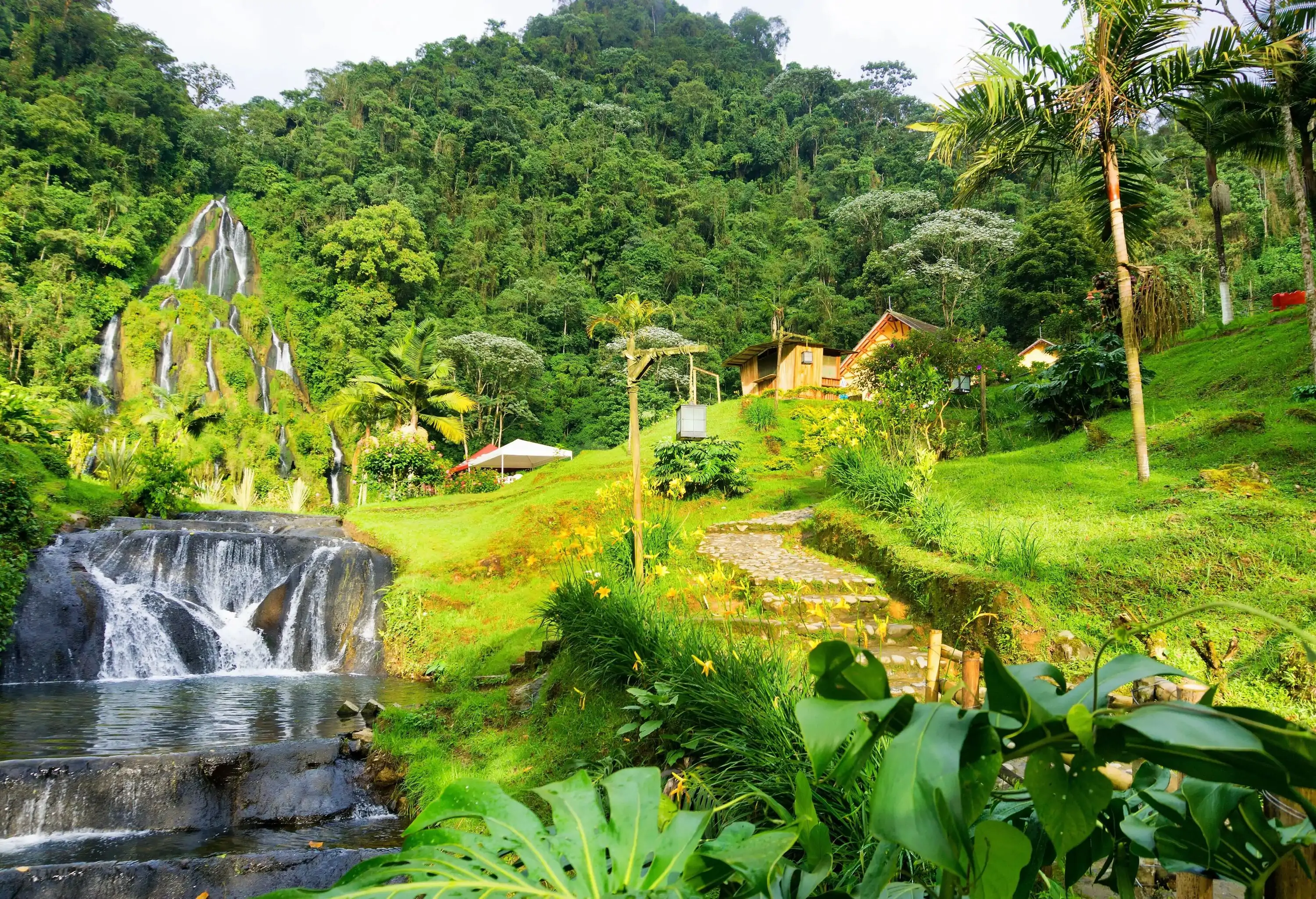 View of the hot springs of Santa Rosa de Cabal near Manizales, Colombia